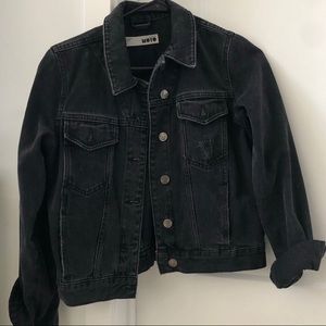 TOPSHOP faded black distressed denim jacket